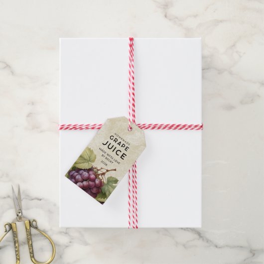 ヴィンテージ自家製の赤ブドウ果汁パントレーベル ギフトタグ (より糸付き)