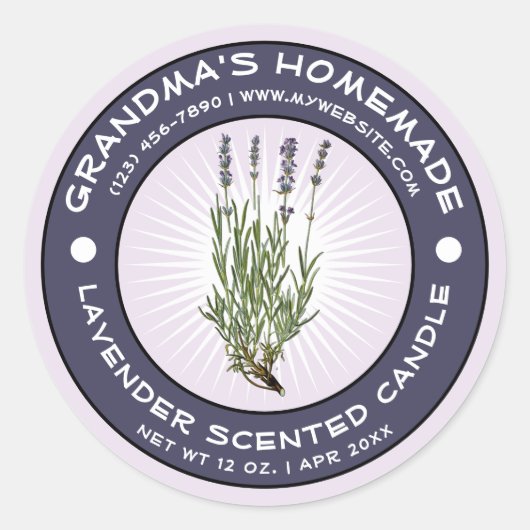 ヴィンテージ自家製の香り付きキャンドルラベルテンプレート ラウンドシール (正面)