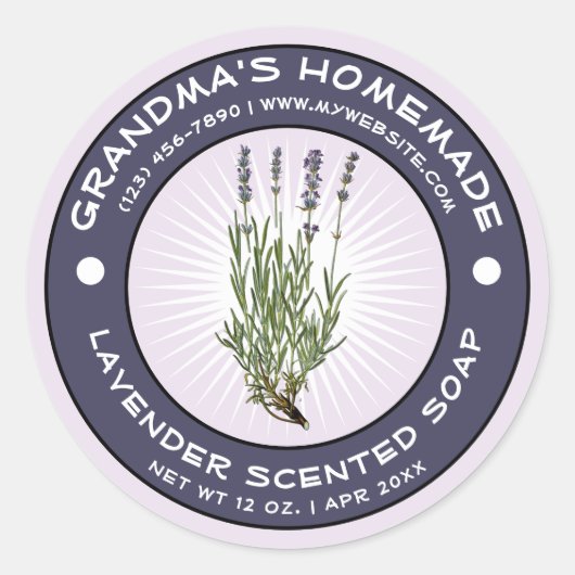 ヴィンテージ自家製の香り付きソープラベルテンプレート ラウンドシール (正面)