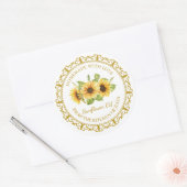 ヴィンテージ自家製ひまわり油ラベルlホワイト ラウンドシール (封筒)