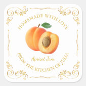 ヴィンテージ自家製アプリコットジャムスクエアラベル スクエアシール (正面)