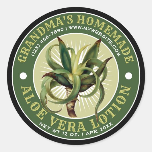ヴィンテージ自家製アロエベラローションテンプレート ラウンドシール (正面)