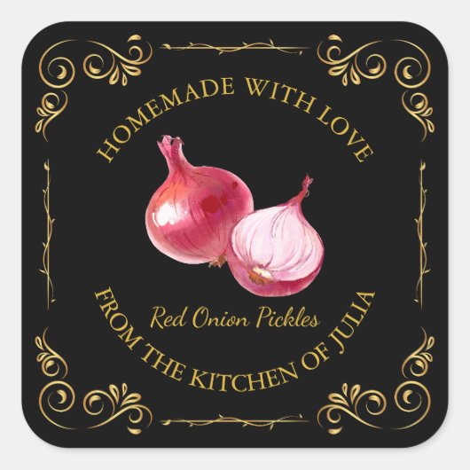 ヴィンテージ自家製オニオン漬けスクエアラベル スクエアシール (正面)