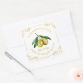 ヴィンテージ自家製オリーブ漬けスクエアラベル スクエアシール (封筒)