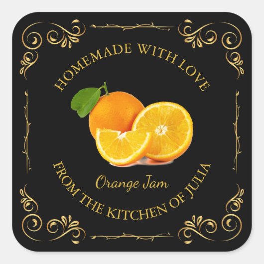ヴィンテージ自家製オレンジジャムスクエアラベル スクエアシール (正面)