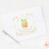 ヴィンテージ自家製カップケーキスクエアラベル スクエアシール (封筒)