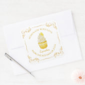 ヴィンテージ自家製カップケーキスクエアラベル スクエアシール (封筒)
