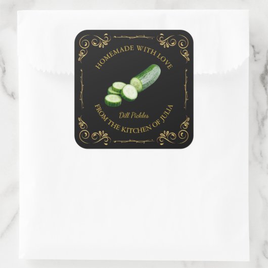 ヴィンテージ自家製キュウリディルピックスクエアラベル スクエアシール (バッグ)