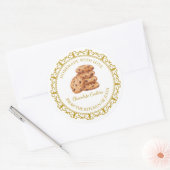 ヴィンテージ自家製クッキーラベルlホワイト ラウンドシール (封筒)