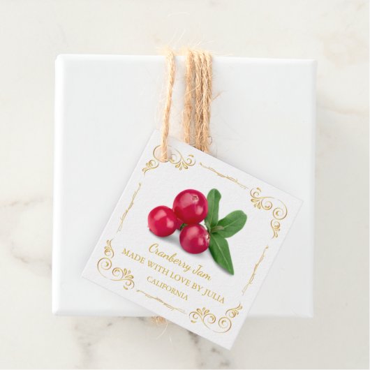 ヴィンテージ自家製クランベリージャムスクエアつるラベル フェイバータグ (インサイチュ)