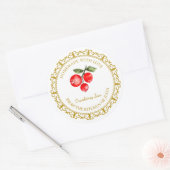 ヴィンテージ自家製クランベリージャムラベルlホワイト ラウンドシール (封筒)