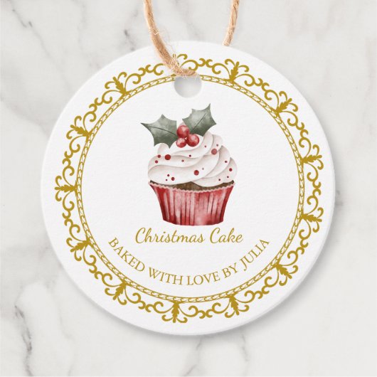 ヴィンテージ自家製クリスマスケーキつるラベル フェイバータグ (正面)