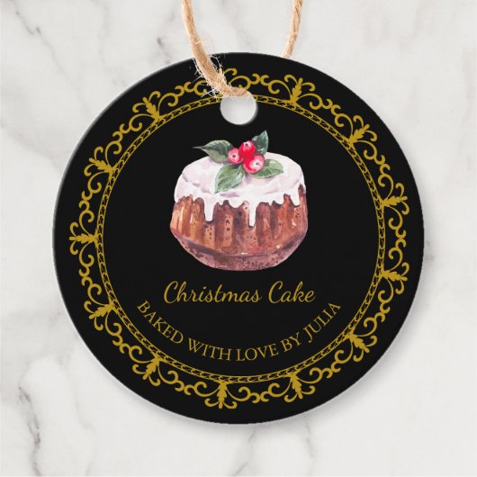 ヴィンテージ自家製クリスマスケーキつるラベル フェイバータグ (正面)