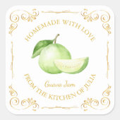 ヴィンテージ自家製グアバジャムスクエアラベル スクエアシール (正面)