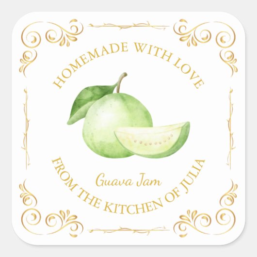 ヴィンテージ自家製グアバジャムスクエアラベル スクエアシール (正面)