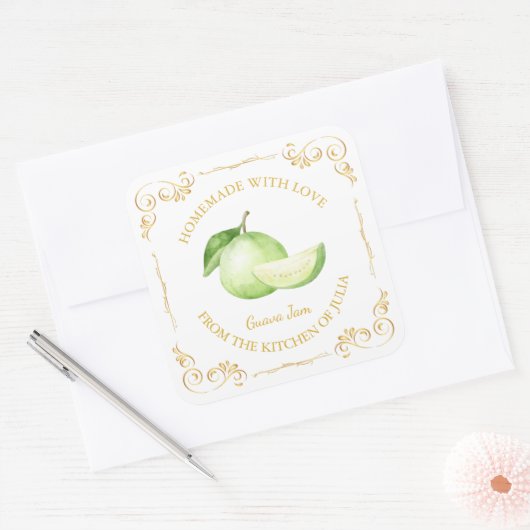 ヴィンテージ自家製グアバジャムスクエアラベル スクエアシール (封筒)