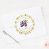 ヴィンテージ自家製グレープジャムラベルlホワイト ラウンドシール (封筒)