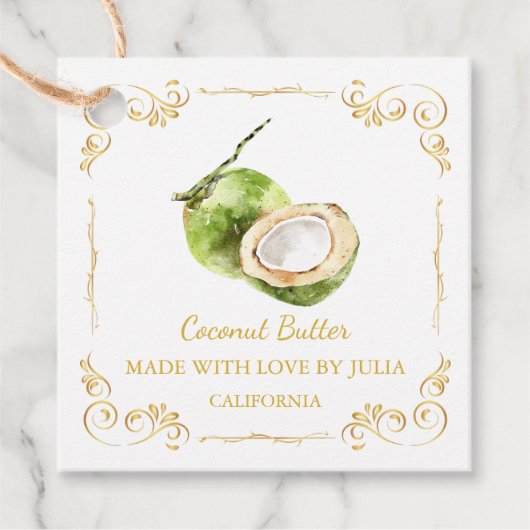 ヴィンテージ自家製ココナッツバタースクエアつるラベル フェイバータグ (正面)