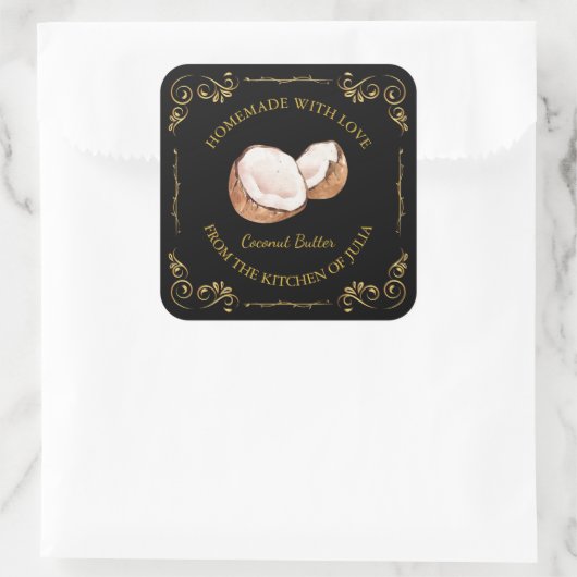 ヴィンテージ自家製ココナッツバタースクエアラベル スクエアシール (バッグ)