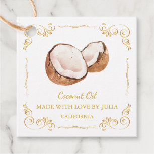 ヴィンテージ自家製ココナッツ油スクエアつるラベル フェイバータグ
