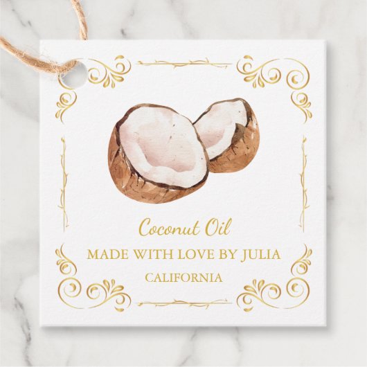 ヴィンテージ自家製ココナッツ油スクエアつるラベル フェイバータグ (正面)