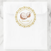 ヴィンテージ自家製ココナッツ油ラベルlホワイト ラウンドシール (バッグ)