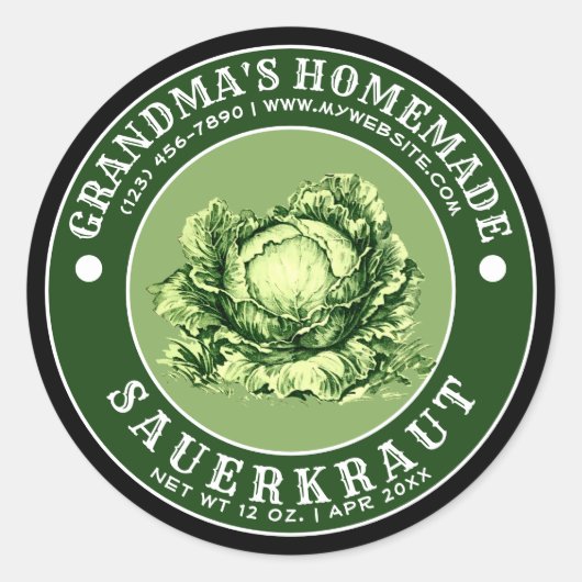 ヴィンテージ自家製ザワークラウトテンプレート ラウンドシール (正面)