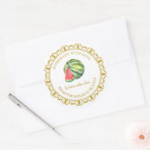 ヴィンテージ自家製スイカジャムラベルlホワイト ラウンドシール (封筒)