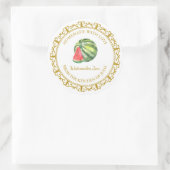 ヴィンテージ自家製スイカジャムラベルlホワイト ラウンドシール (バッグ)