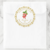 ヴィンテージ自家製ストロベリージャムラベルlホワイト ラウンドシール (バッグ)