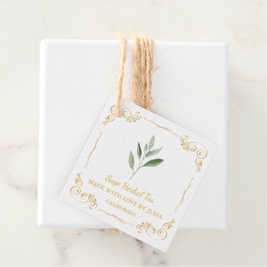 ヴィンテージ自家製セージティースクエアつるラベル フェイバータグ (インサイチュ)
