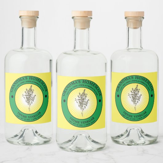 ヴィンテージ自家製タイム酢ラベルテンプレート リキュールボトルラベル (ボトル)