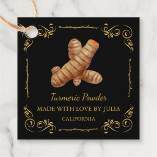 ヴィンテージ自家製ターメリックパウダースクエアつるラベル フェイバータグ