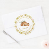 ヴィンテージ自家製デイトフルーツジャムラベルlホワイト ラウンドシール (封筒)