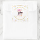 ヴィンテージ自家製ドーナツスクエアラベル | ヘビーホワイト スクエアシール (バッグ)