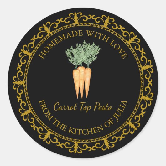 ヴィンテージ自家製ニンジン上部ペストラベルlブラック ラウンドシール (正面)