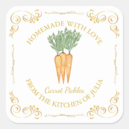 ヴィンテージ自家製ニンジン漬けスクエアラベル スクエアシール