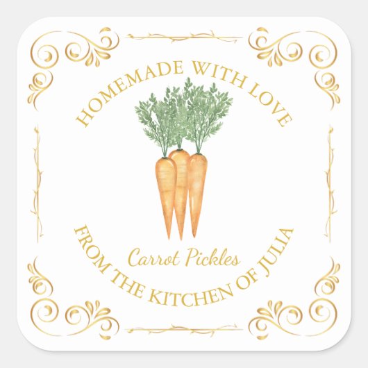 ヴィンテージ自家製ニンジン漬けスクエアラベル スクエアシール (正面)