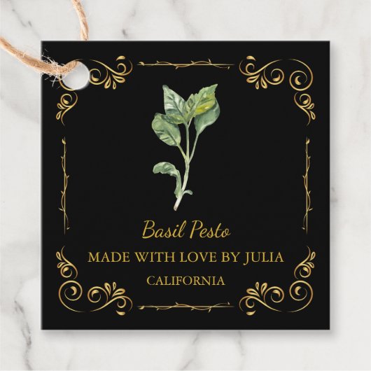 ヴィンテージ自家製バジルペストスクエアつるラベル フェイバータグ (正面)