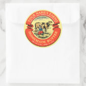 ヴィンテージ自家製バターバナーラベルテンプレート ラウンドシール (バッグ)