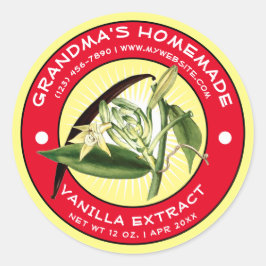 ヴィンテージ自家製バニラエキストラベルテンプレート ラウンドシール