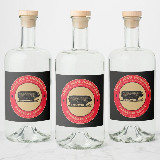 ヴィンテージ自家製バーベキューソースラベルテンプレート リキュールボトルラベル (ボトル)