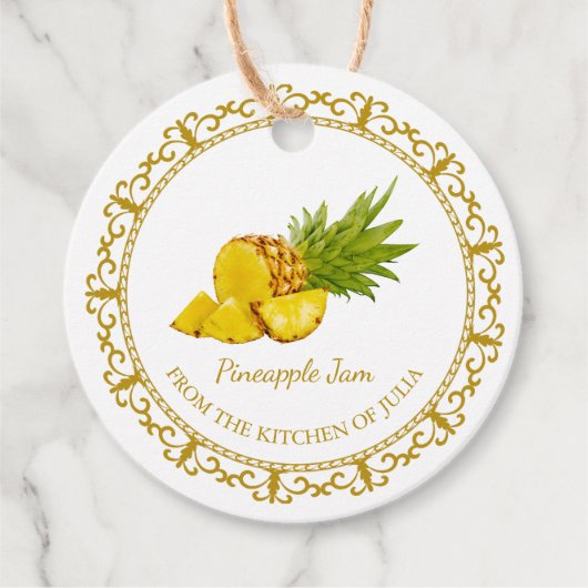 ヴィンテージ自家製パイナップルジャムつるラベルlホワイト フェイバータグ (正面)