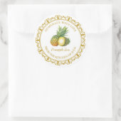 ヴィンテージ自家製パイナップルジャムラベルlホワイト ラウンドシール (バッグ)