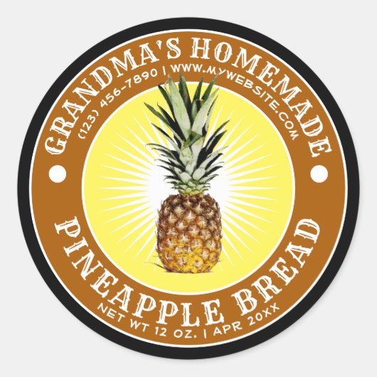 ヴィンテージ自家製パイナップルパンテンプレート ラウンドシール (正面)
