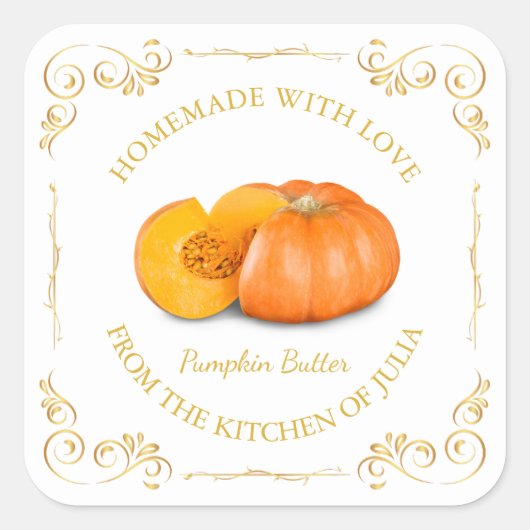 ヴィンテージ自家製パンプキンバタースクエアラベル スクエアシール (正面)