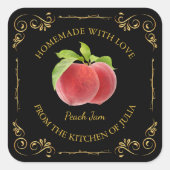 ヴィンテージ自家製ピーチジャムスクエアラベル スクエアシール (正面)