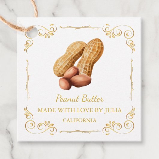 ヴィンテージ自家製ピーナッツバタースクエアつるラベル フェイバータグ (正面)