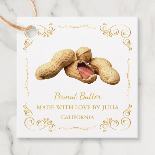 ヴィンテージ自家製ピーナッツバタースクエアつるラベル フェイバータグ (正面)