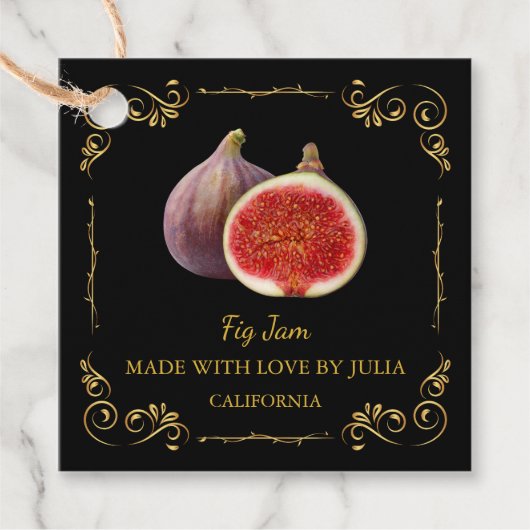 ヴィンテージ自家製フィグジャムスクエアつるラベル フェイバータグ (正面)